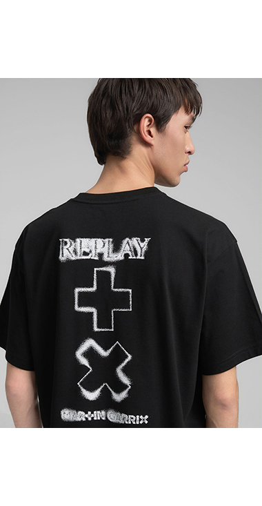 オーバーフィット REPLAY X MARTIN GARRIX ロゴ Tシャツ 詳細画像 ブラック 7